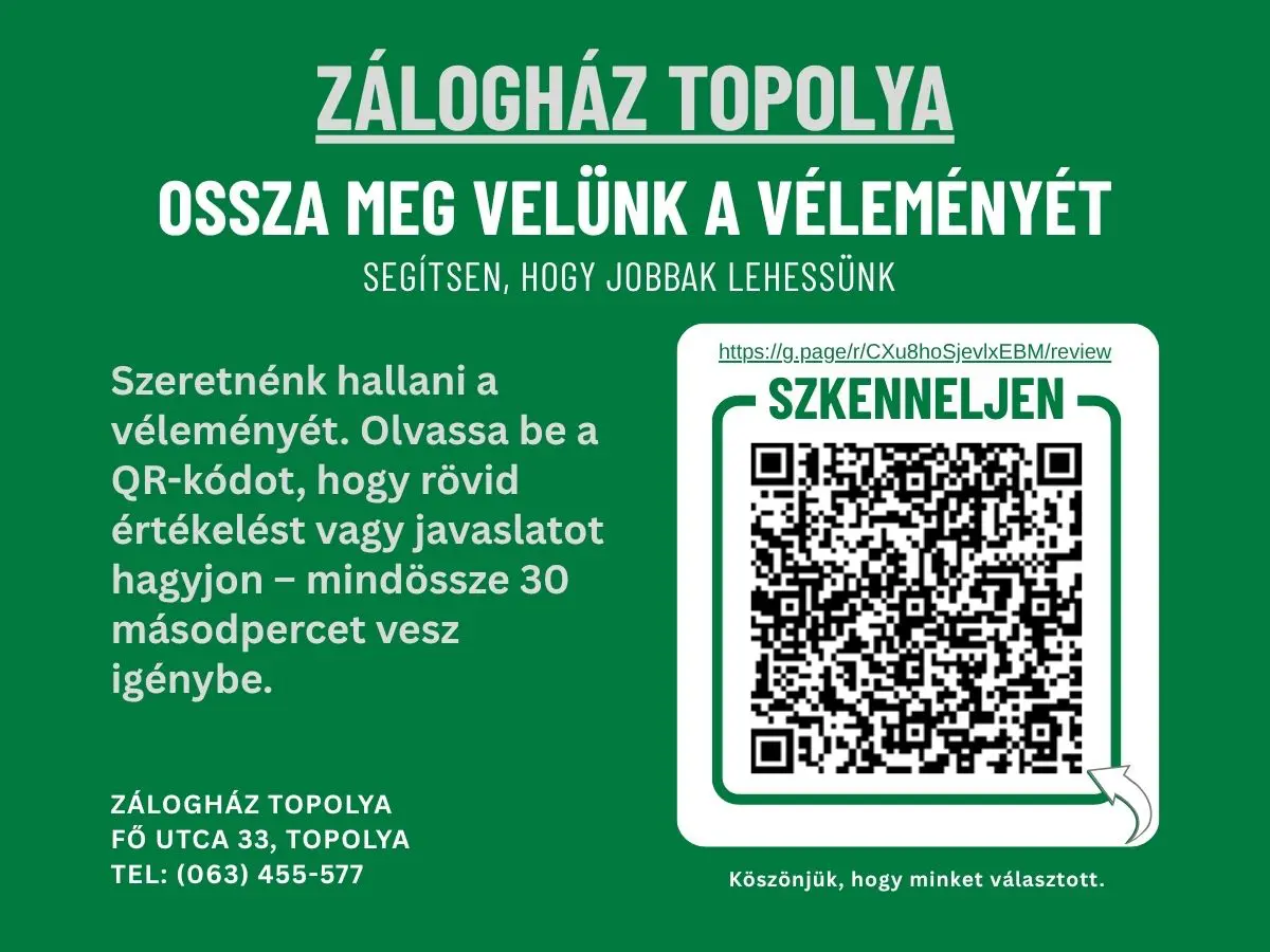 QR-kód — értékelje a(z) Zálogház Topolya üzletet a Google-on