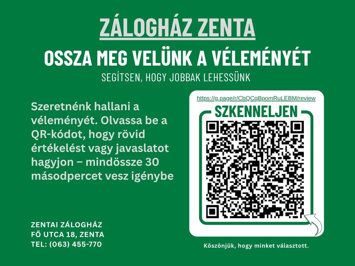 QR-kód — értékelje a(z) Zálogház Zenta üzletet a Google-on